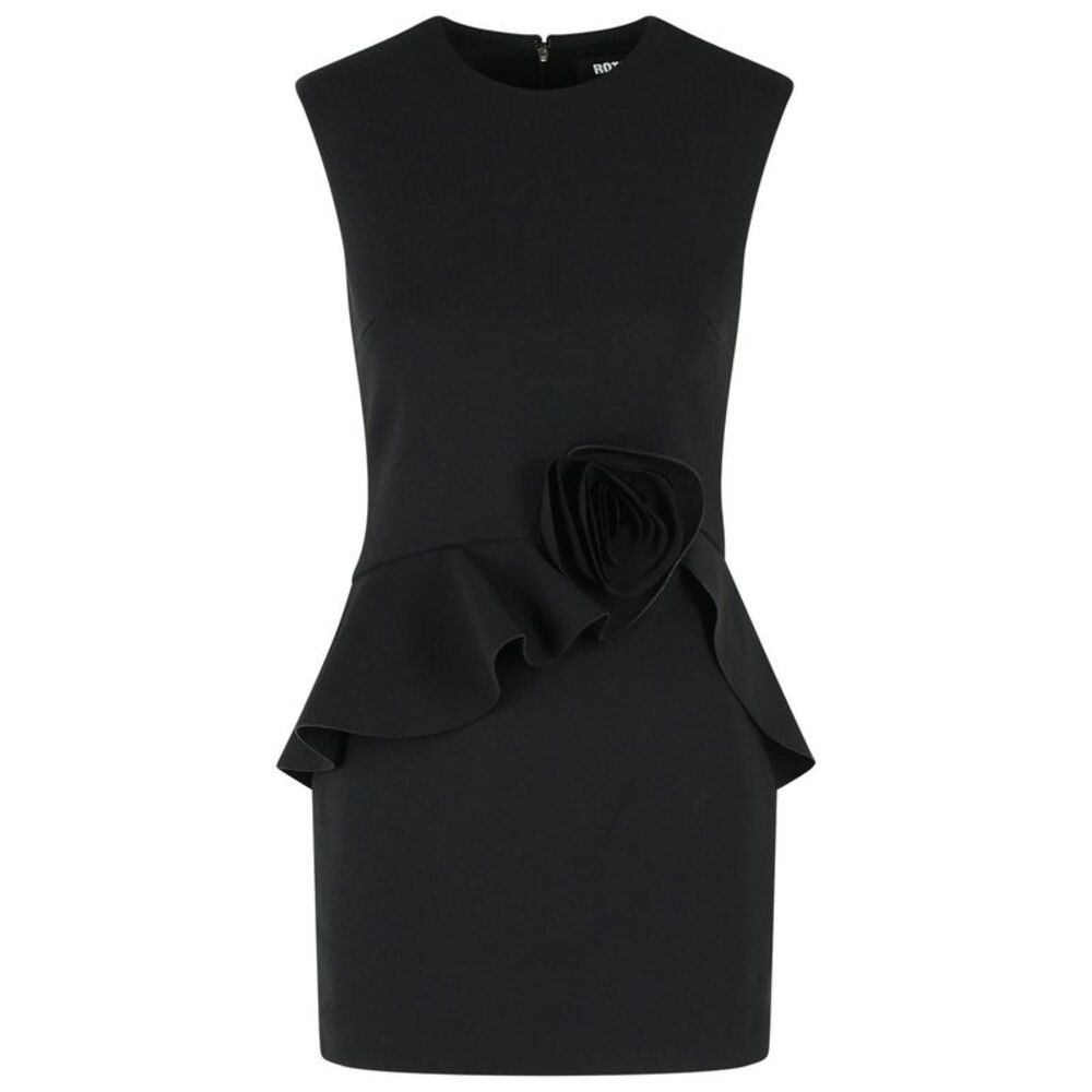 Rotate Black Crêpe Mini Dress Women